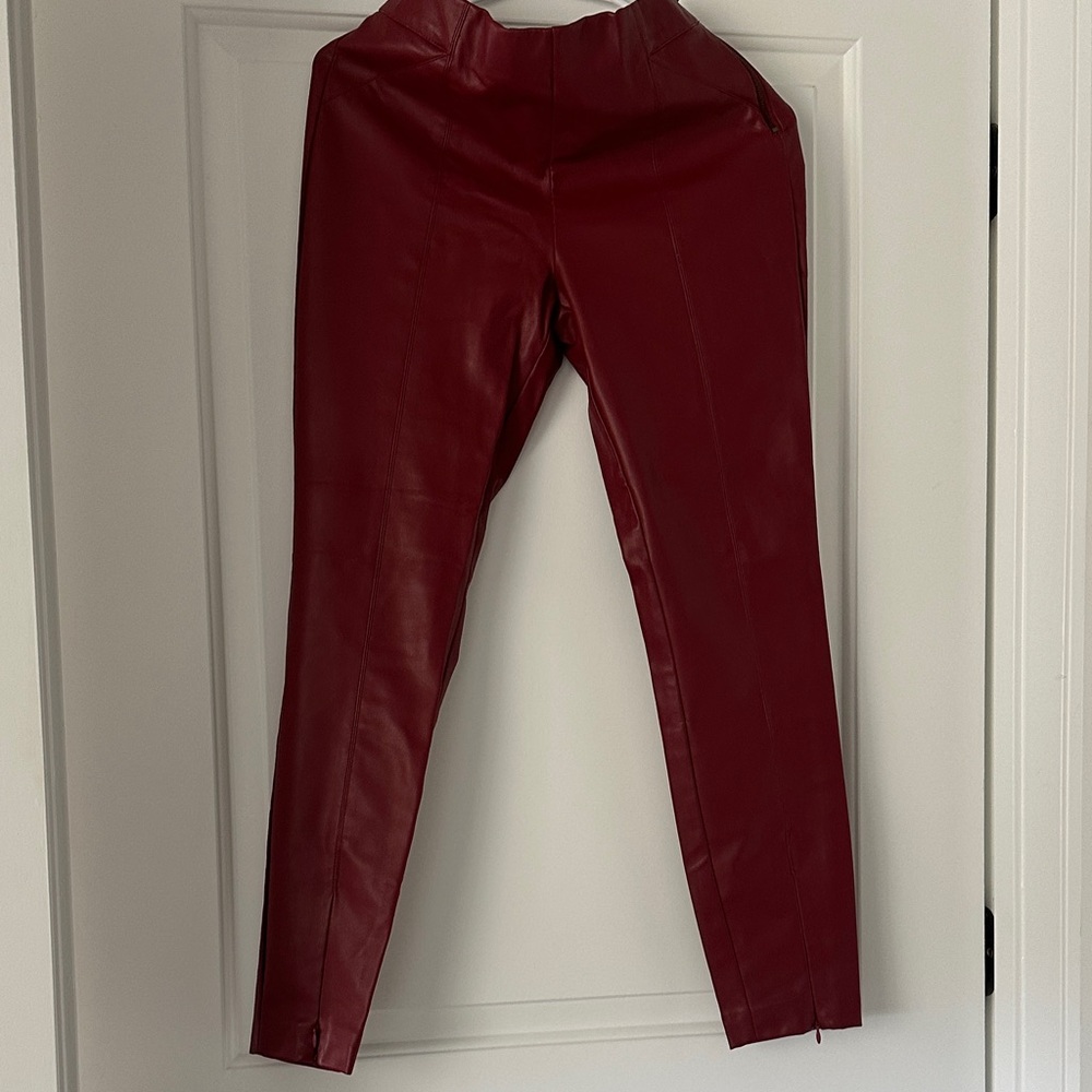Zara Red Faux Leather Pants